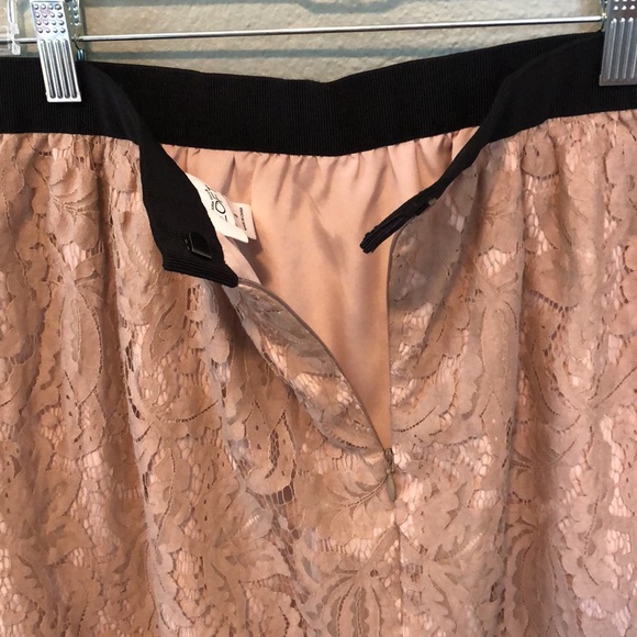 Loft Lace Overlay Blush Pink Tan Mini Skirt Size 8 - Picture 5 of 9